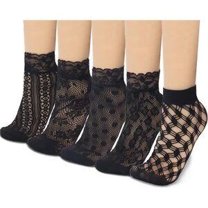 Lace Ankle Socks For Women - 5Pairs ruffle socks women - Fishnet Ankle Women